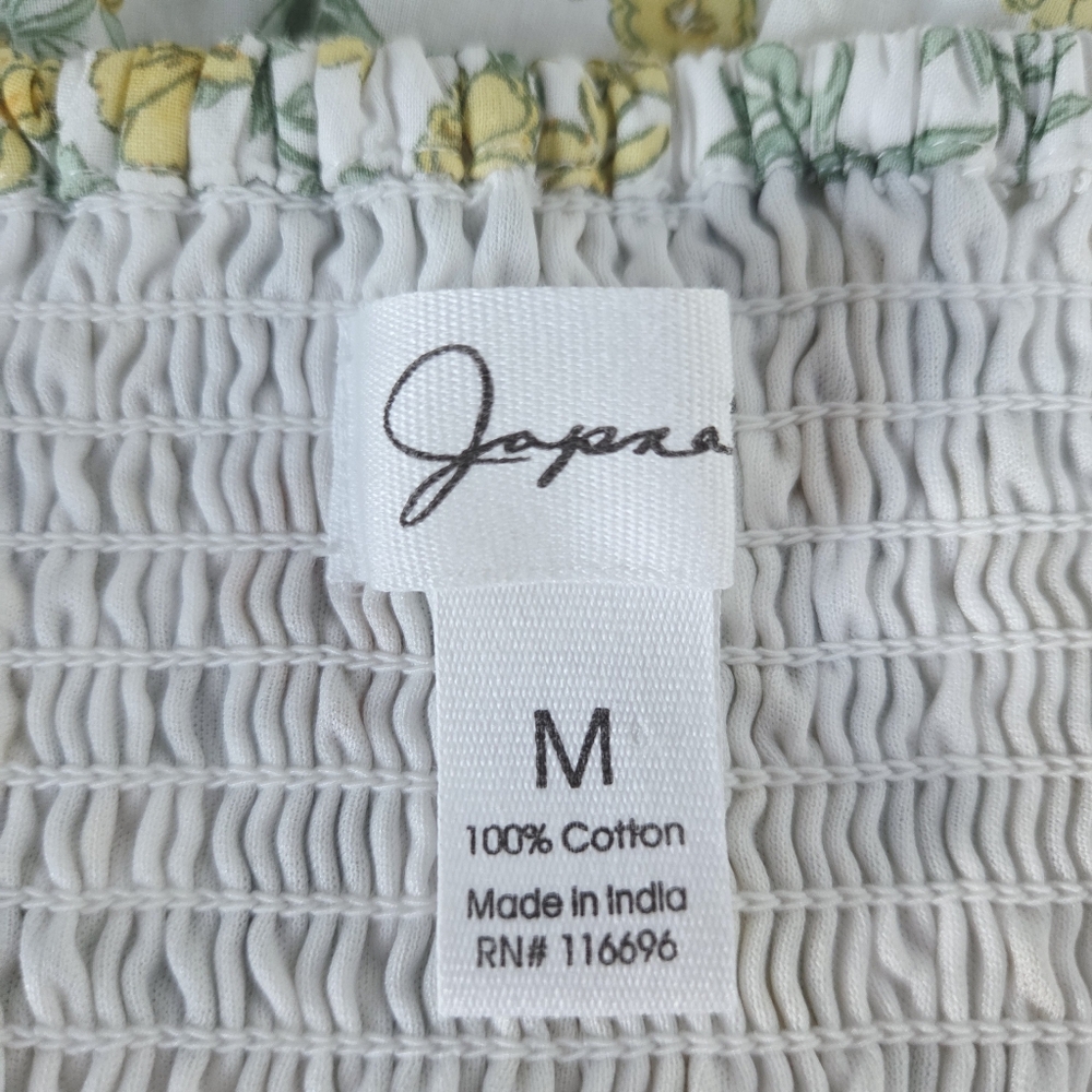Japna Green Yellow Floral Maxi Dress Lace Detail Women's Medium 100% Cotton - Picture 4 of 4